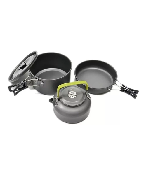 SET OLLAS CAMPING 8 PIEZAS OLLA SARTEN TETERA UTENSILIOS - 1