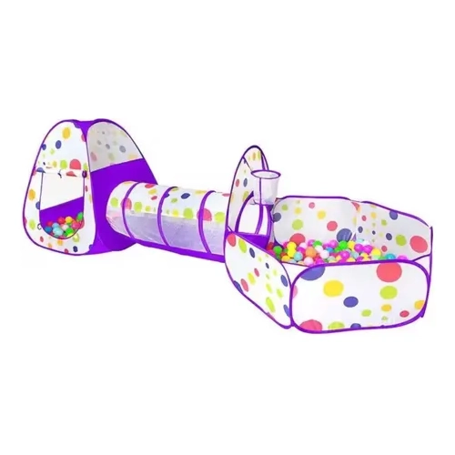 BARRACA TUNEL 3X1 PISCINA BOLINHAS LILA - 1