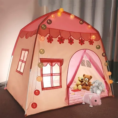 CARPA CASA PLEGABLE CELESTE/ROSADA - 5