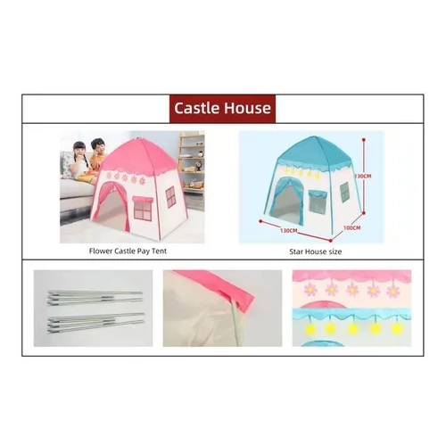 CARPA CASA PLEGABLE CELESTE/ROSADA - 6