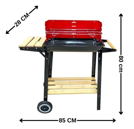 PARRILLA CON RUEDA Y REPISA 85X28X80 CM - 2