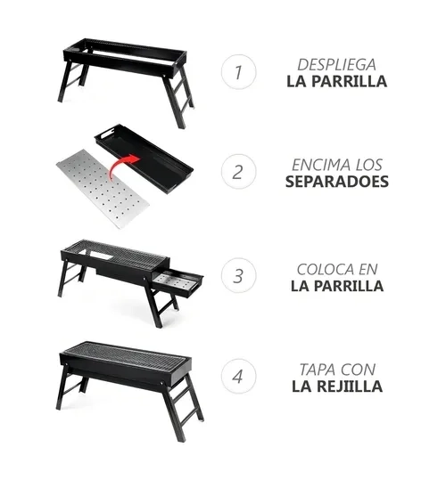 PARRILLA CARBON PLEGABLE NEGRA - 3