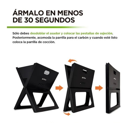 PARRILLERA CARBON PLEGABLE NEGRA - 3
