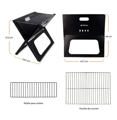 PARRILLERA CARBON PLEGABLE NEGRA - 8