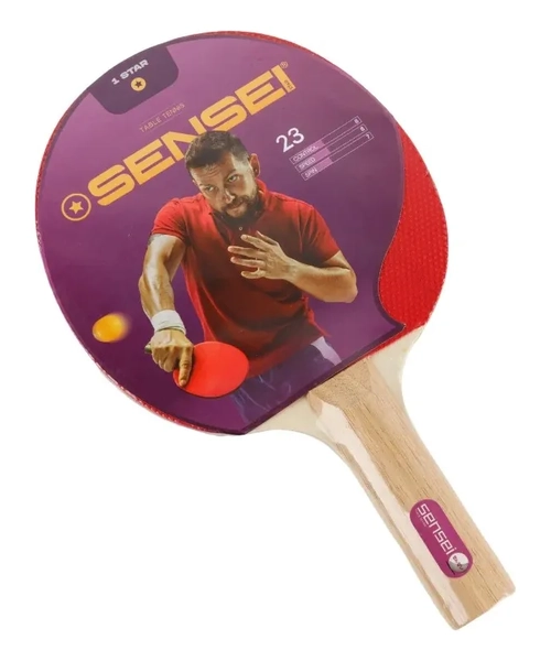 PALETA PING PONG SENSEI 1* ROJA/NEGRA - 2