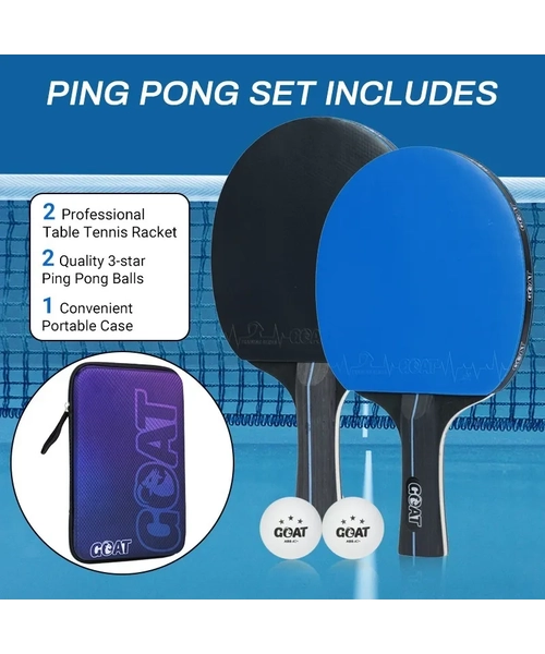 PACK 2 RAQUETAS TENIS MESA GOAT + ESTUCHE + 2 PELOTAS - 2