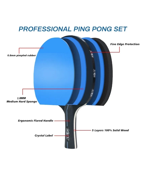 PACK 2 PALETAS PING PONG + 2 PELOTAS + ESTUCHE - 2