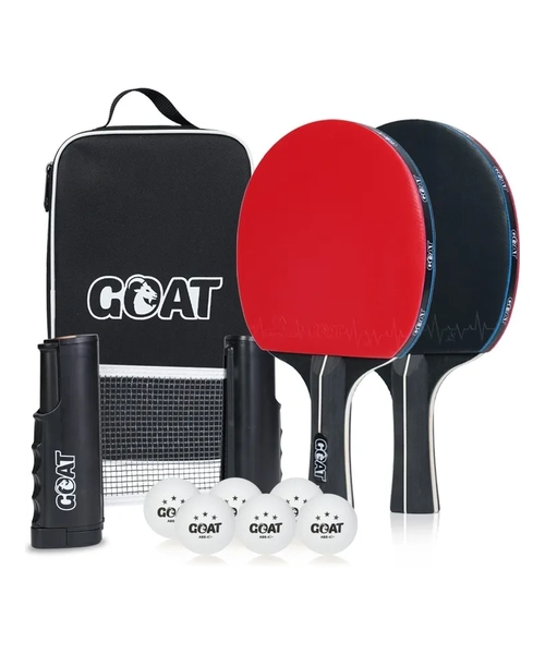 PACK 2 PALETAS PING PONG + ESTUCHE + RED + 6 PELOTAS GOAT - 1