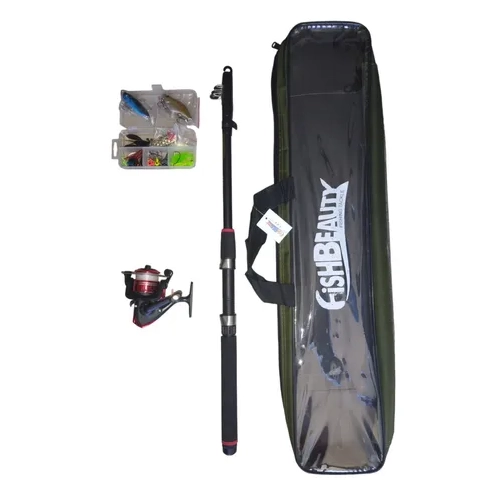 KIT CAÑA PESCAR TELESCOPICA CON ACCESORIOS Y BOLSO - 1