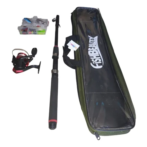 KIT CAÑA DE PESCAR TELESCOPICA CON ACCESORIOS Y BOLSO - 2