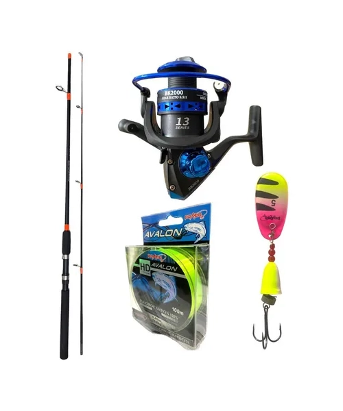 COMBO CAÑA PESCAR 1.8 M + CARRETE + NYLON + SEÑUELO - 1