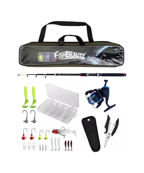 KIT CAÑA PESCAR TELESCOPICA + ACCESORIOS + BOLSO - 2