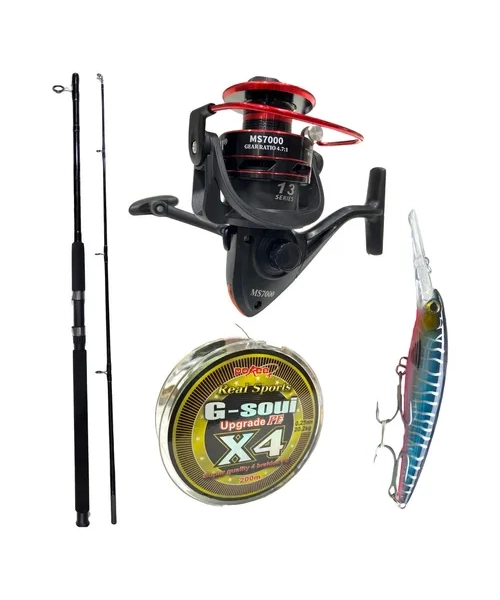 COMBO CAÑA BOTERA 1.8 M + CARRETE + MULTIFILAMENTO + SEÑUELO - 1