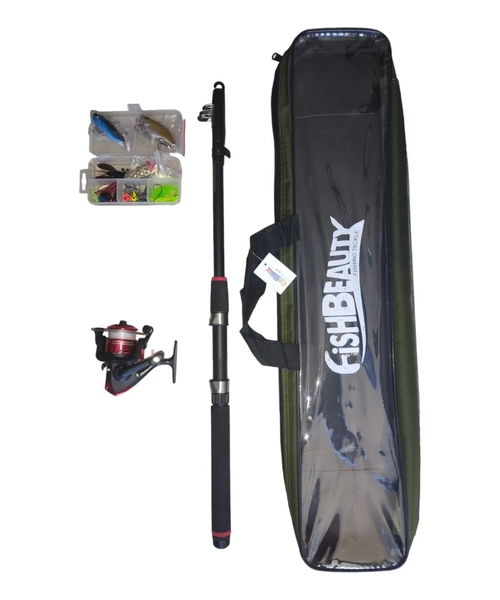 KIT CAÑA PESCAR TELESCOPICA + ACCESORIOS + BOLSO - 2