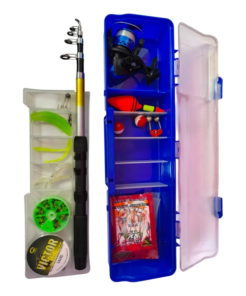 KIT PESCA CON CAÑA TELESCOPICA, CARRETE Y ACCESORIOS - 2