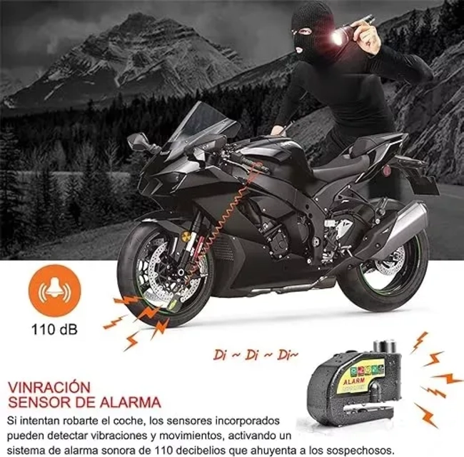 ALARMA MOTOCICLETA BLOQUEO IMPERMEABLE FRENO DISCO - 6