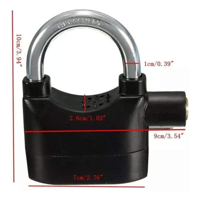 CANDADO ALARMA PARA MOTO, BICICLETA, CASA COMERCIAL 110DB + PILA - 4