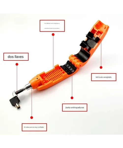 ACCESORIOS MOTO CANDADO ANTIRROBO MANILLAR NARANJA - 2