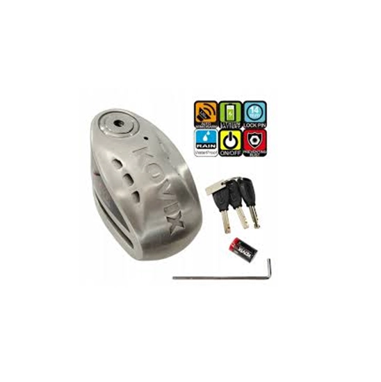 CANDADO DISCO MOTO KOVIX KNX15 ACERO INOXIDABLE ALARMA 14MM - 3