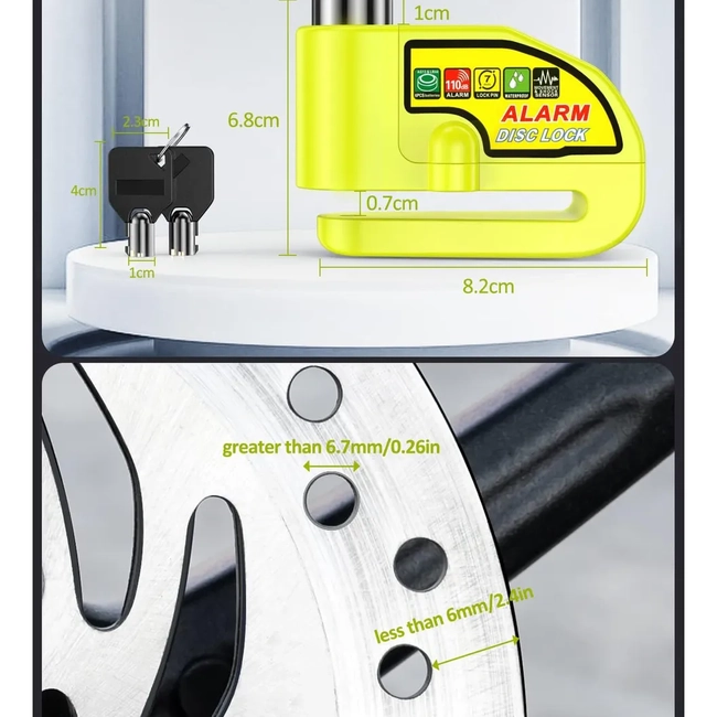 CANDADO ALARMA IMPERMEABLE DE BLOQUEO DE FRENO MOTO - 2