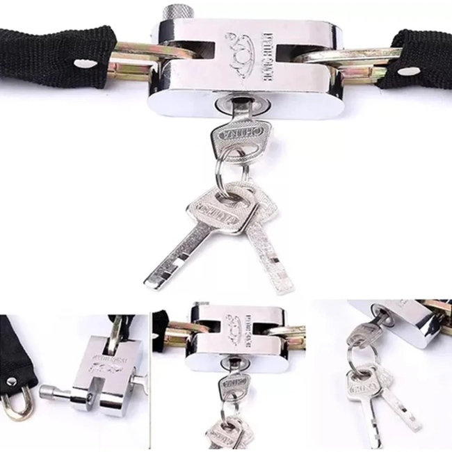 CADENA DE SEGURIDAD Y CANDADO PARA MOTO BICICLETA 60 CM - 3