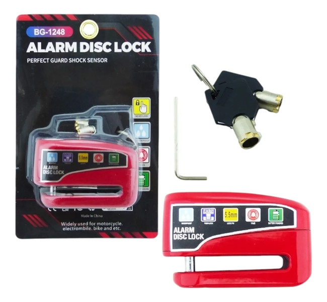 CANDADO DISCO FRENO MOTO Y BICI CON ALARMA BLOQUEO - 4