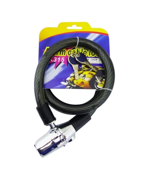 CADENA Y CANDADO MOTO O BICICLETA CON ALARMA 20MM X 1.3M - 1