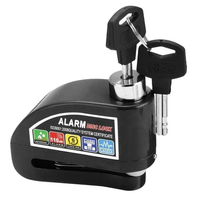 CANDADO DISCO FRENO MOTO Y BICI CON ALARMA BLOQUEO - 1