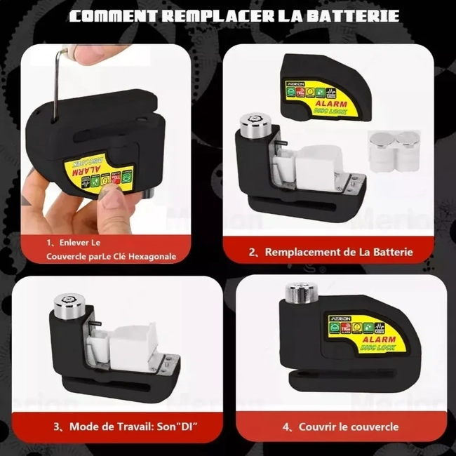ALARMA MOTOCICLETA BLOQUEO IMPERMEABLE FRENO DISCO - 6