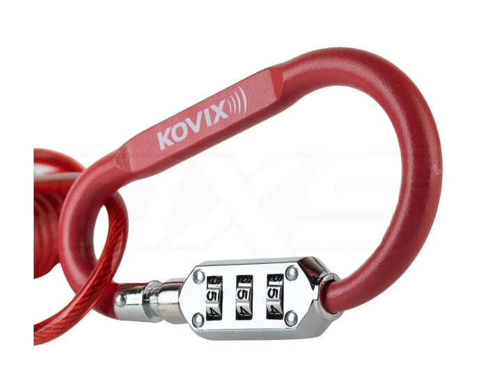 CANDADO KOVIX MOSQUETON CON CLAVE Y CUERDA ACERO 100CM - 2