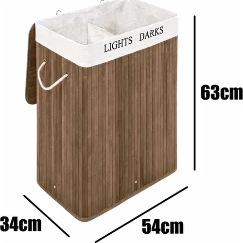 CANASTO ROPA SUCIA BAMBU DOBLE CON TAPA 60L - 3
