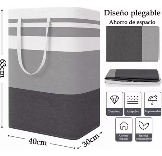 CESTO ROPA SUCIA PLEGABLE 75L - 5