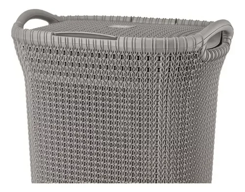 CANASTO ROPA RECTANGULAR KHIPU PLASTICO COLOR GRIS - 3