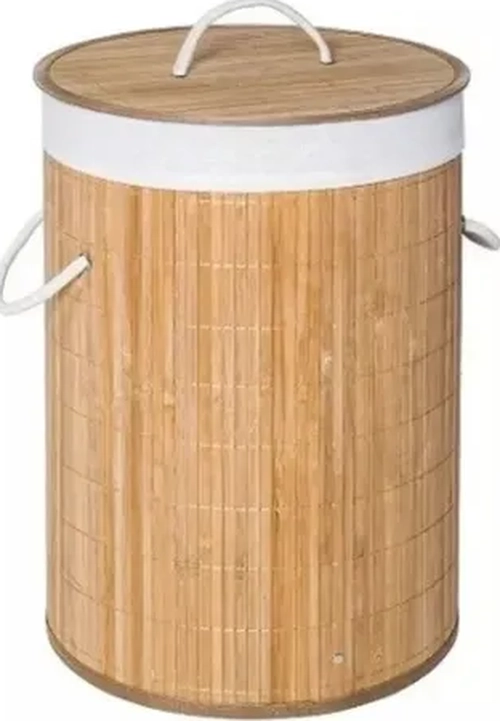 CANASTO ROPA BAMBU REDONDO COLOR MARRON - 5