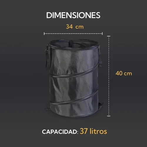 CANASTO ROPA SUCIA PLEGABLE MULTIUSO COLOR NEGRO - 6