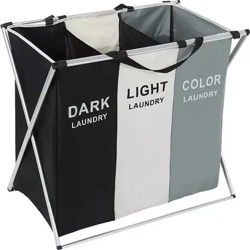 PACK 2 CESTOS ROPA SUCIA 3 COMPARTIMENTOS COLOR NEGRO - 1