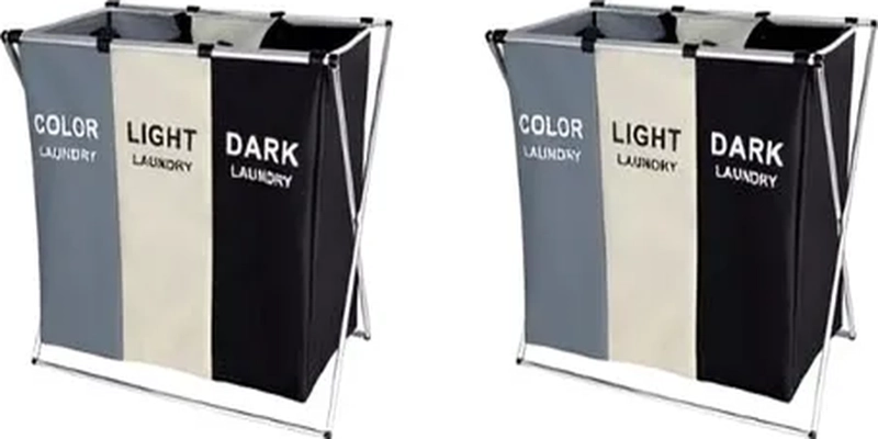 PACK 2 CESTOS ROPA SUCIA 3 COMPARTIMENTOS COLOR NEGRO - 5