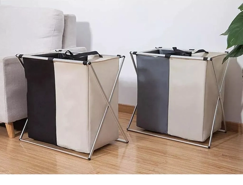 CANASTO ROPA SUCIA PLEGABLE DOBLE SEPARACION - 3