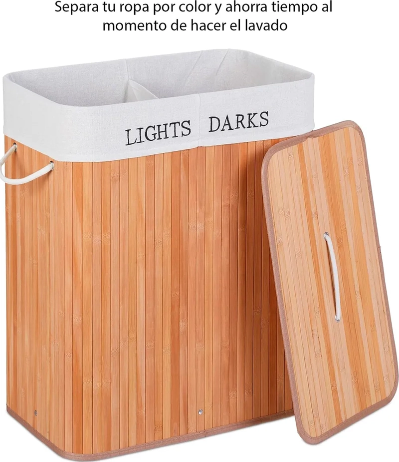 CANASTO ROPA BAMBU DOBLE 65CM CON TAPA - 4