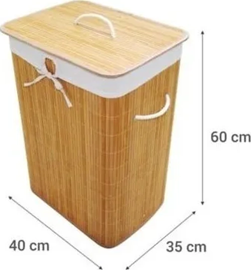 CESTO ROPA RECTANGULAR BAMBU NATURAL - 3