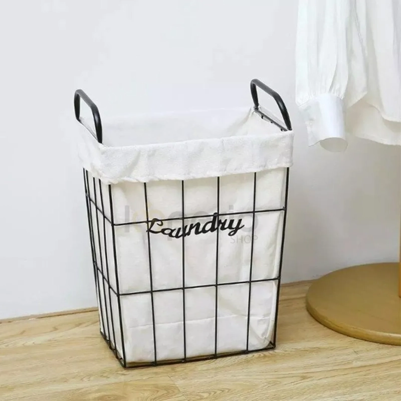 CANASTO LAUNDRY TELA REJILLAS ALUMINIO - 1