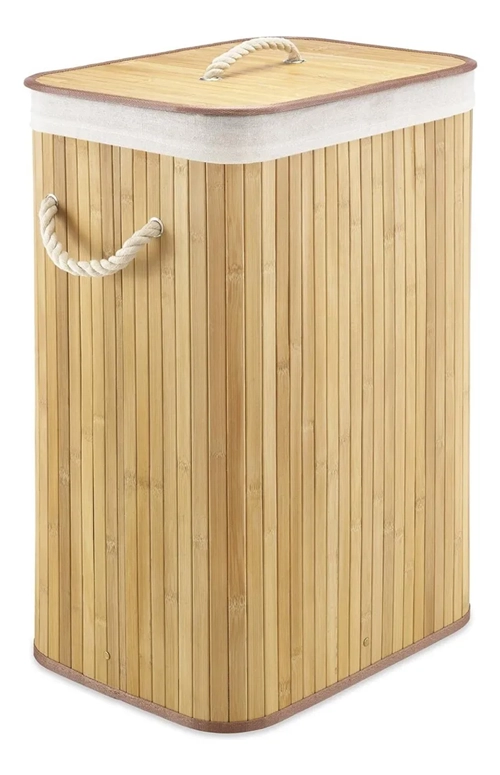 CESTA ROPA SUCIA RECTANGULAR BAMBU COLOR MADERA - 1