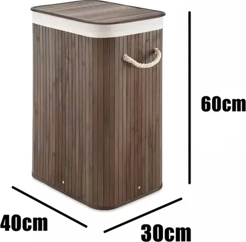 CESTO ROPA BAMBU WHITMOR 60CM CON TAPA Y ASAS - 4