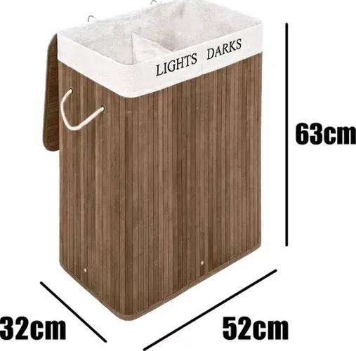 CESTO ROPA BAMBU RECTANGULAR CON TAPA - 4