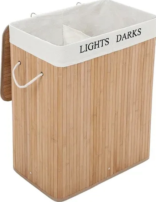 CESTO ROPA BAMBU RECTANGULAR CON TAPA - 5