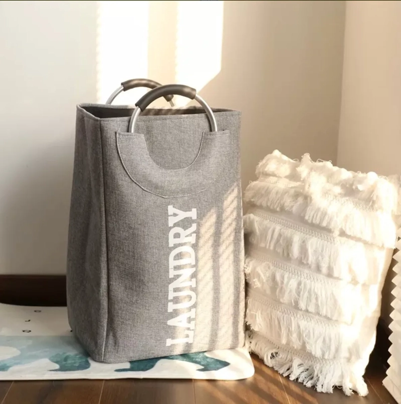 CESTO ROPA SUCIA BOLSA LAUNDRY PLEGABLE COLOR GRIS - 4