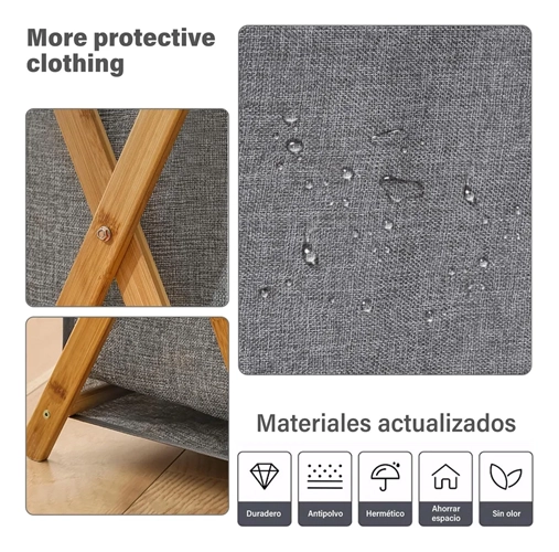 CESTO ROPA SUCIA PLEGABLE 75L CON TAPA - 6