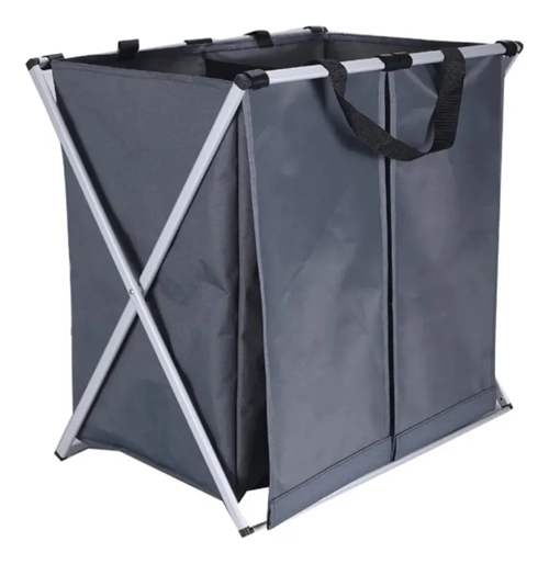 CANASTO ROPA SUCIA PLEGABLE DOBLE COLOR GRIS - 1