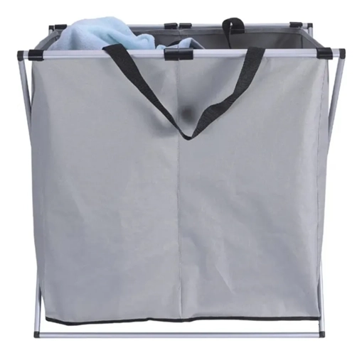 CANASTO ROPA SUCIA PLEGABLE DOBLE COLOR GRIS - 3
