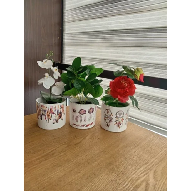 FLORERO JARRON DECORATIVO CERAMICA 12X13 CM - 2